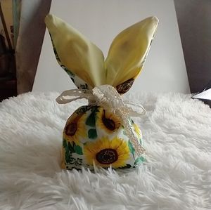 Bunny home decor handcrafted spring basket fabric homemade treat bag